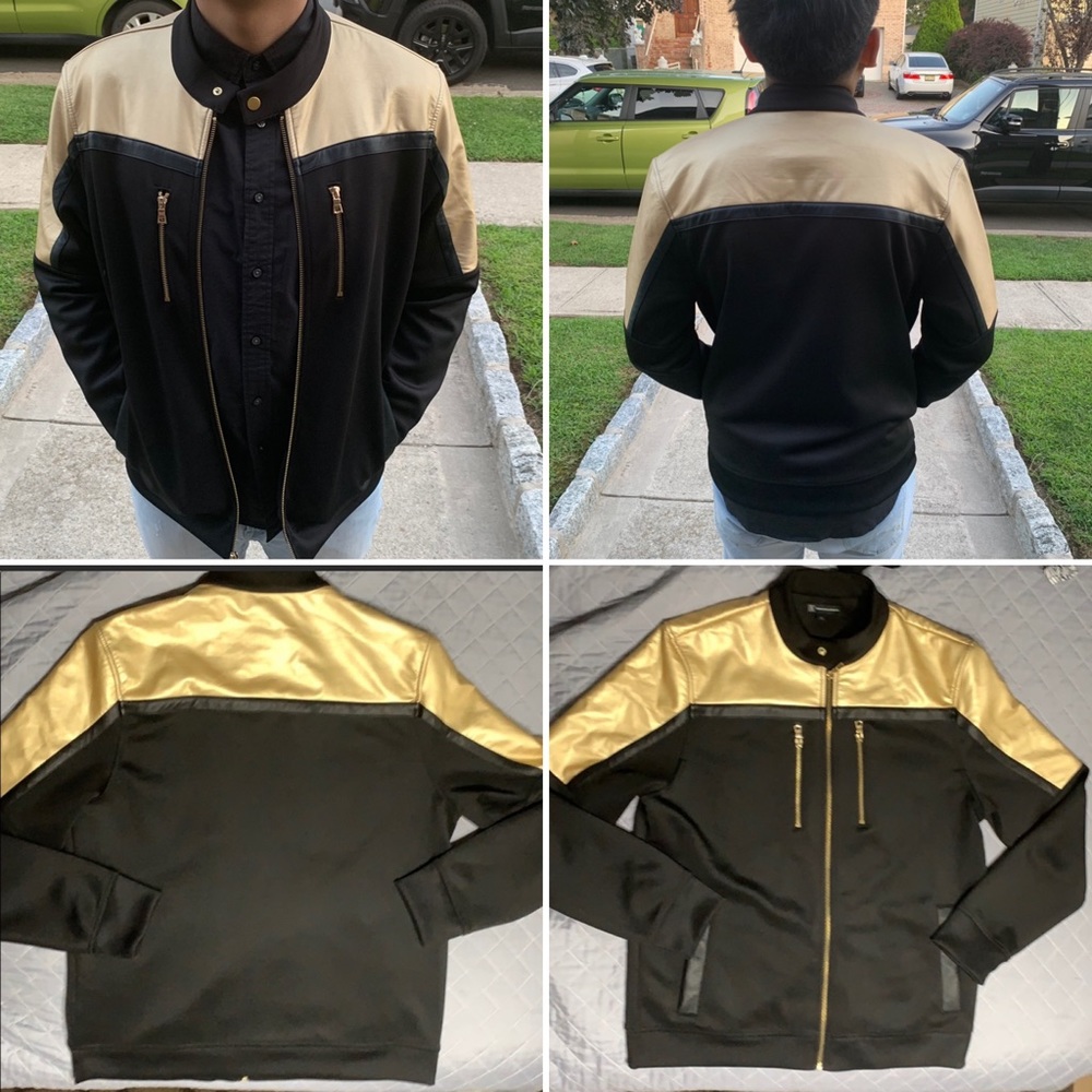 Black and Gold Leather Lightweight Jacket
